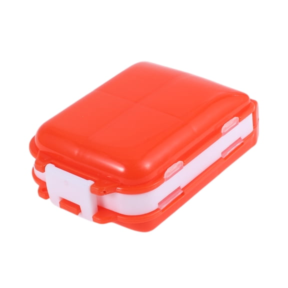 Unique Bargains 1 Pc 8 Grids 3 Fold Pill Case Lightweight for Travel Orange