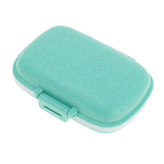 Unique Bargains 1 Pc 8 Grids Double Layer Pill Box for Travel Blue