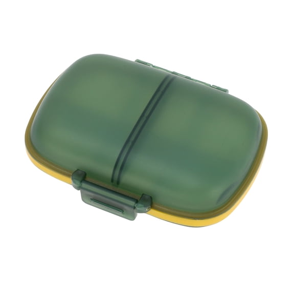 Unique Bargains 1 Pc 8 Grids Double Layers Pill Box for Travel Green