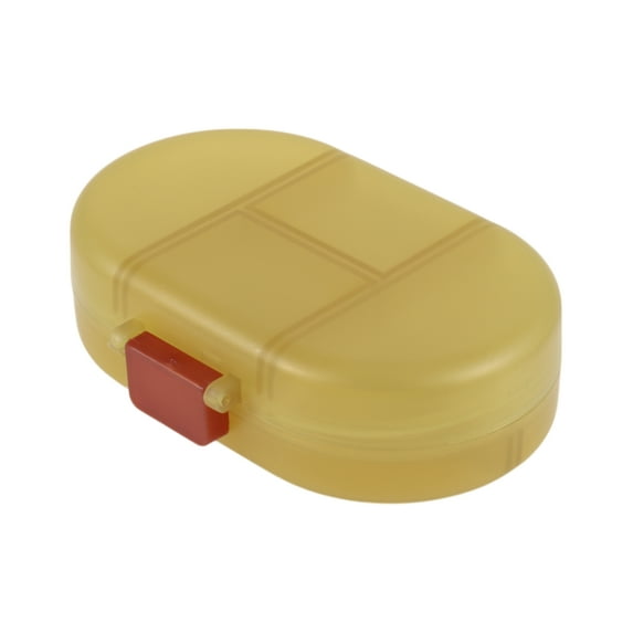 Unique Bargains 1 Pc 8 Grids Flip Up Double Layer Pill Case Lightweight for Travel Clear Yellow