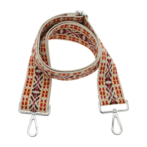 Unique Bargains 1 Pc Adjustable Bright Silver Tone Hook Handbag Strap for Dating Red Yellow Polyester