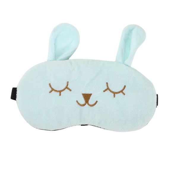 Unique Bargains 1 Pc Adjustable Cartoon Rabbit Eye Mask for Home Fleece Blue
