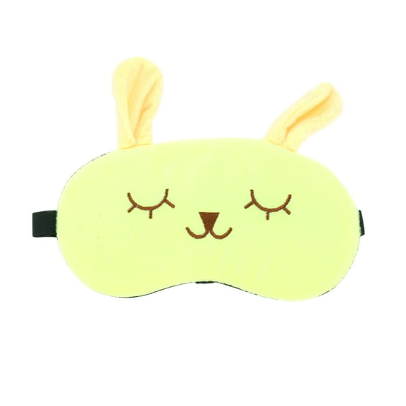 Unique Bargains 1 Pc Adjustable Cartoon Rabbit Eye Mask for Home Fleece Yellow
