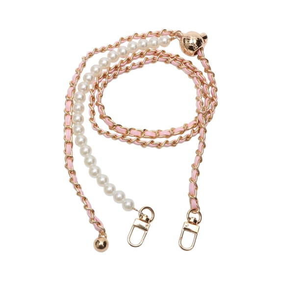 Unique Bargains 1 Pc Adjustable Handbag Strap for Travelling Light Glod Tone Pink ABS Alloy PU