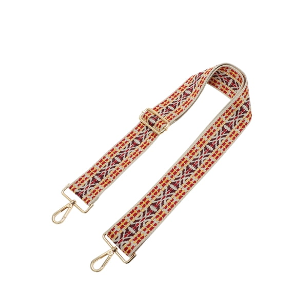 Unique Bargains 1 Pc Adjustable Light Gold Tone Hook Handbag Strap for Dating Red Yellow Polyester