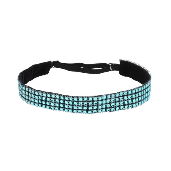 Unique Bargains 1 Pc Adjustable Rhinestone Headbands for Women Lake Blue
