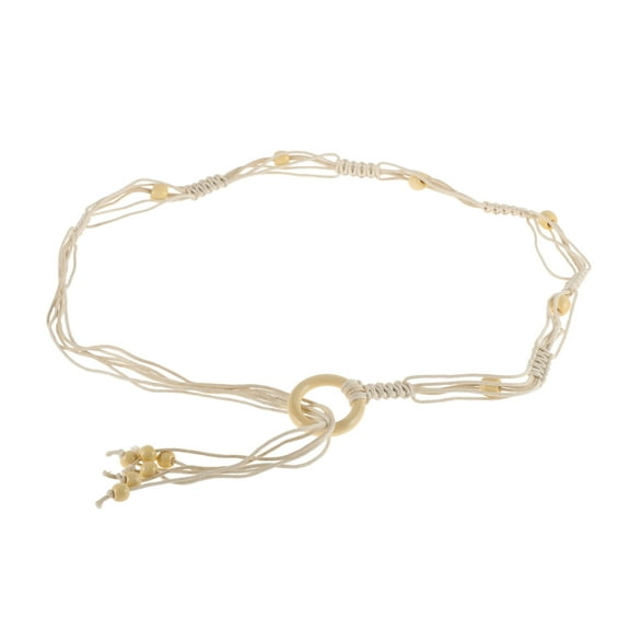 Unique Bargains 1 Pc Adjustable Waist Belt Bohemian Tie Belt Bohemian Braid Pattern Beige