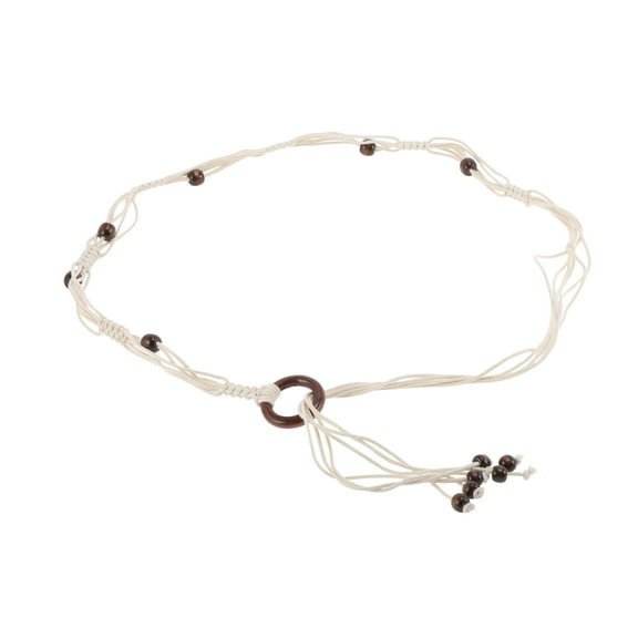 Unique Bargains 1 Pc Adjustable Waist Belt Bohemian Tie Belt Bohemian Braid Pattern Brown