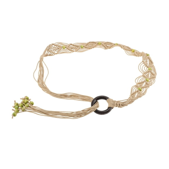 Unique Bargains 1 Pc Adjustable Waist Belt Bohemian Tie Belt Bohemian Wide Bound Pattern Khaki