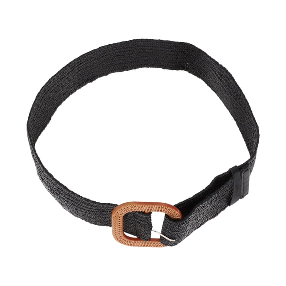 Unique Bargains 1 Pc Adjustable Waist Belt Braided Round Clasp Waist Cord Black