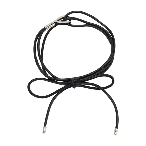 Unique Bargains 1 Pc Adjustable Waist Belt Buckle Leather Cord Tie Pattern Adjustable Waist Cord Black