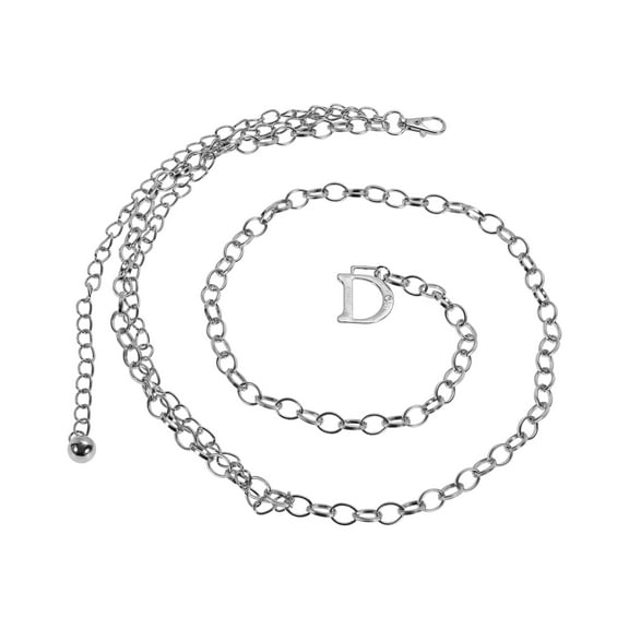 Unique Bargains 1 Pc Adjustable Waist Belt Delicate D Initial Charm Adjustable Waist Cord Women Silver Tone