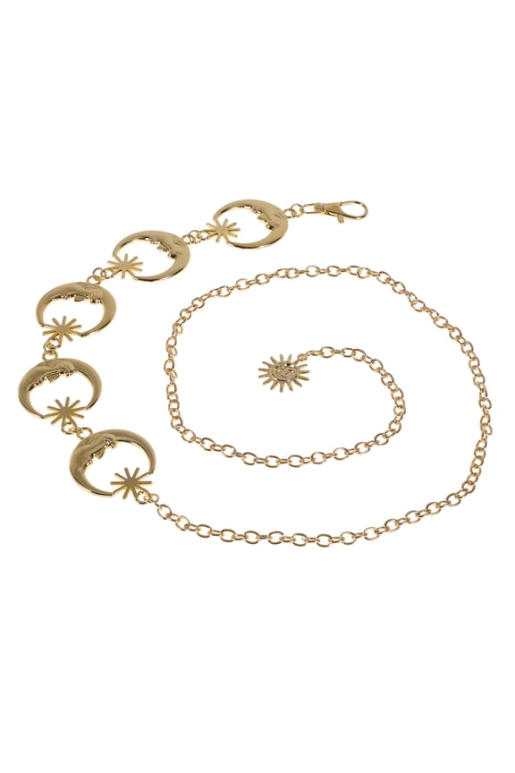 1 Pc Adjustable Waist Belt Delicate Moon Pendant Adjustable Waist Cord Women Gold Tone