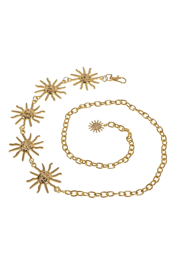 1 Pc Adjustable Waist Belt Delicate Sun Pendant Adjustable Waist Cord Women Gold Tone