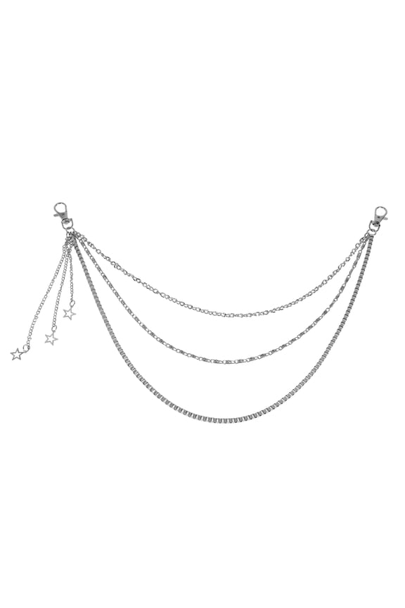 1 Pc Adjustable Waist Belt Delicate Three-Layer Star Charm Adjustable Waist Cord Women Silver Tone