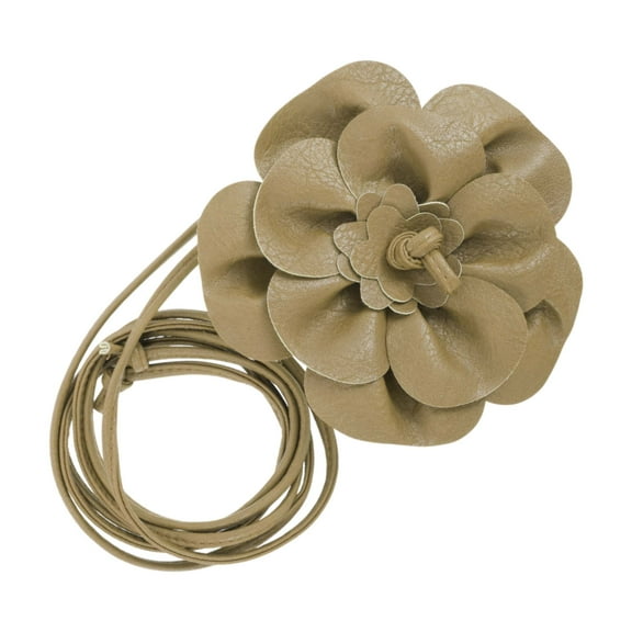 Unique Bargains 1 Pc Adjustable Waist Belt Elegant Flower Handmade Cord Belt Women Khaki