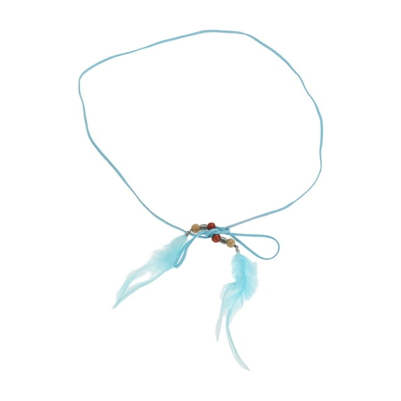 Unique Bargains 1 Pc Adjustable Waist Belt Feather Fringe Waist Cord Light Blue