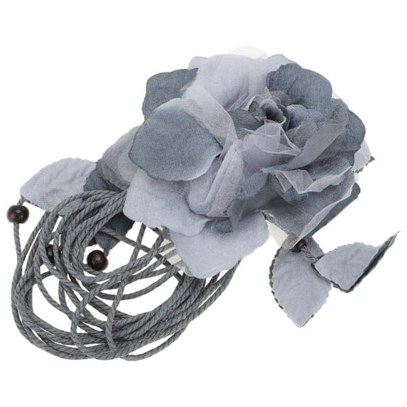 Unique Bargains 1 Pc Adjustable Waist Belt Flower Tie Adjustable Waist Cord for Women Gray