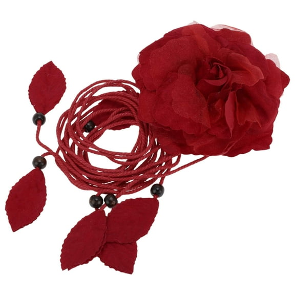 Unique Bargains Christmas 1 Pc Adjustable Waist Belt Flower Tie Adjustable Waist Cord for Women Red