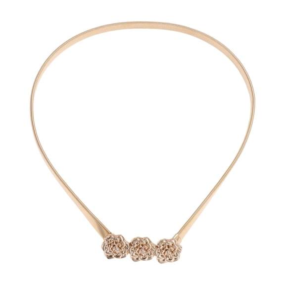 Unique Bargains 1 Pc Adjustable Waist Belt Gold Tone ["Flowers Pattern"]