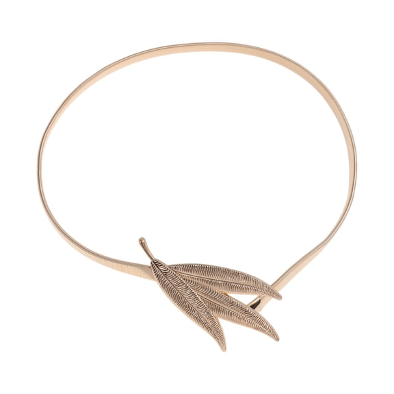 Unique Bargains 1 Pc Adjustable Waist Belt Leaf Pattern Waist Cord Gold Tone