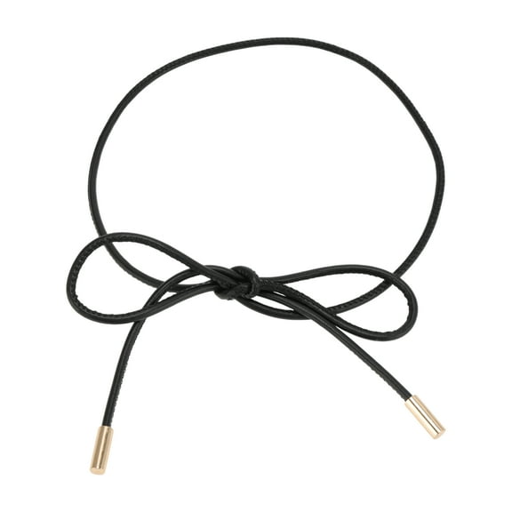 Unique Bargains 1 Pc Adjustable Waist Cord Elegant Buckle Leather Cord Handmade Cord Belt for Women Black