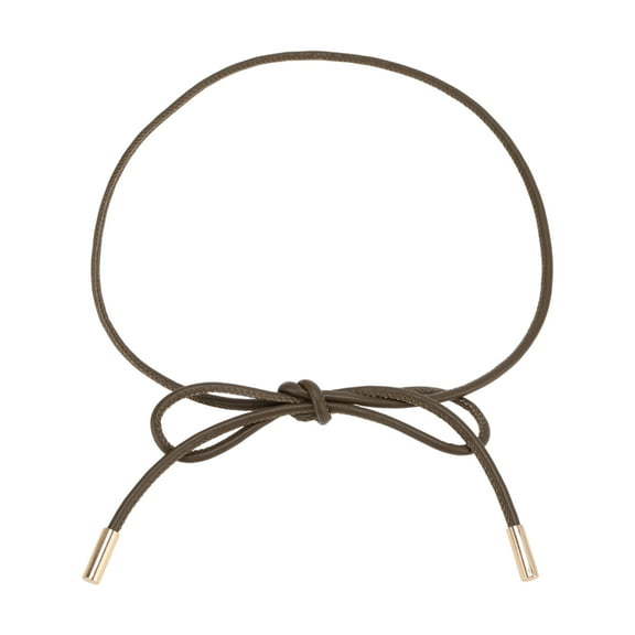 Unique Bargains 1 Pc Adjustable Waist Cord Elegant Buckle Leather Cord Handmade Cord Belt for Women Brown