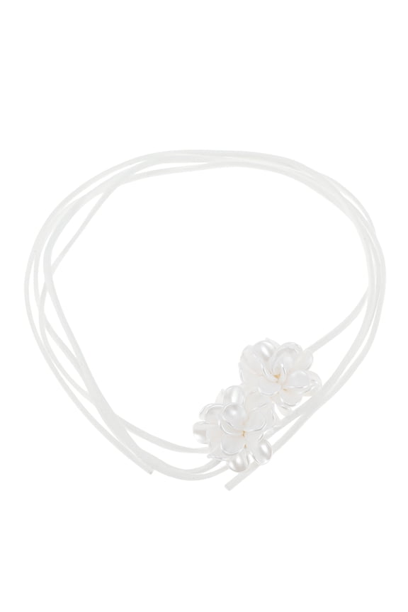 1 Pc Adjustable choker necklace Flower Pattern Wrap around wrist bracelet White
