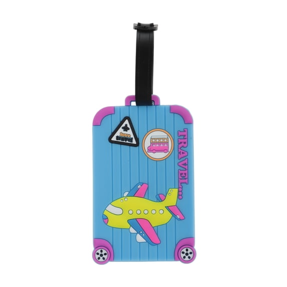 Unique Bargains 1 Pc Aircraft Luggage Tag for Travelling Blue Soft Rubber