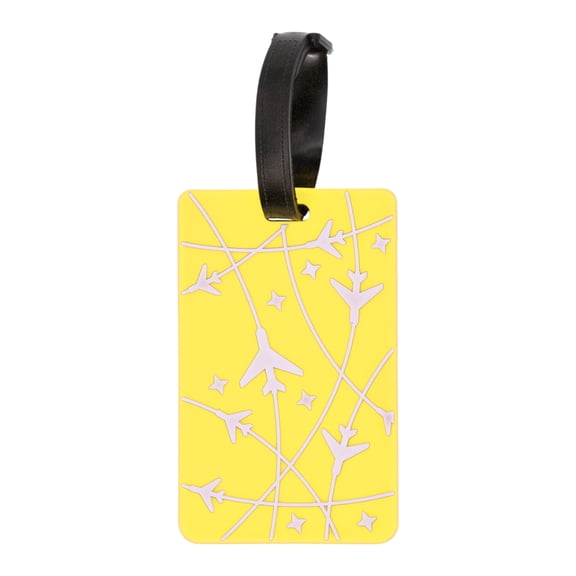 Unique Bargains 1 Pc Airplane Lines Pattern Luggage Tag for Travelling Yellow