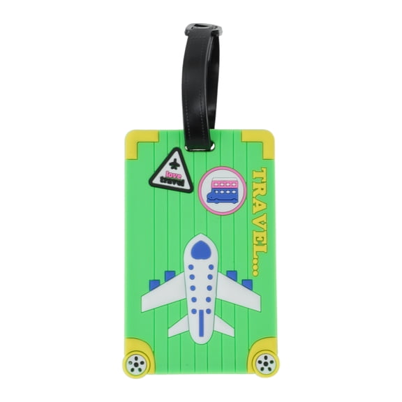 Unique Bargains 1 Pc Airplane Pattern Luggage Tag for Travelling Grass Green