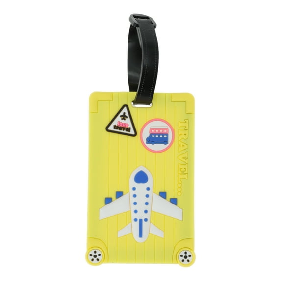 Unique Bargains 1 Pc Airplane Pattern Luggage Tag for Travelling Yellow
