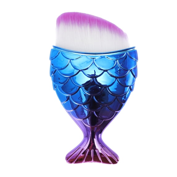Unique Bargains 1 Pc Angled Mermaids Shape Foundation Brush for Travel Blue, Purple