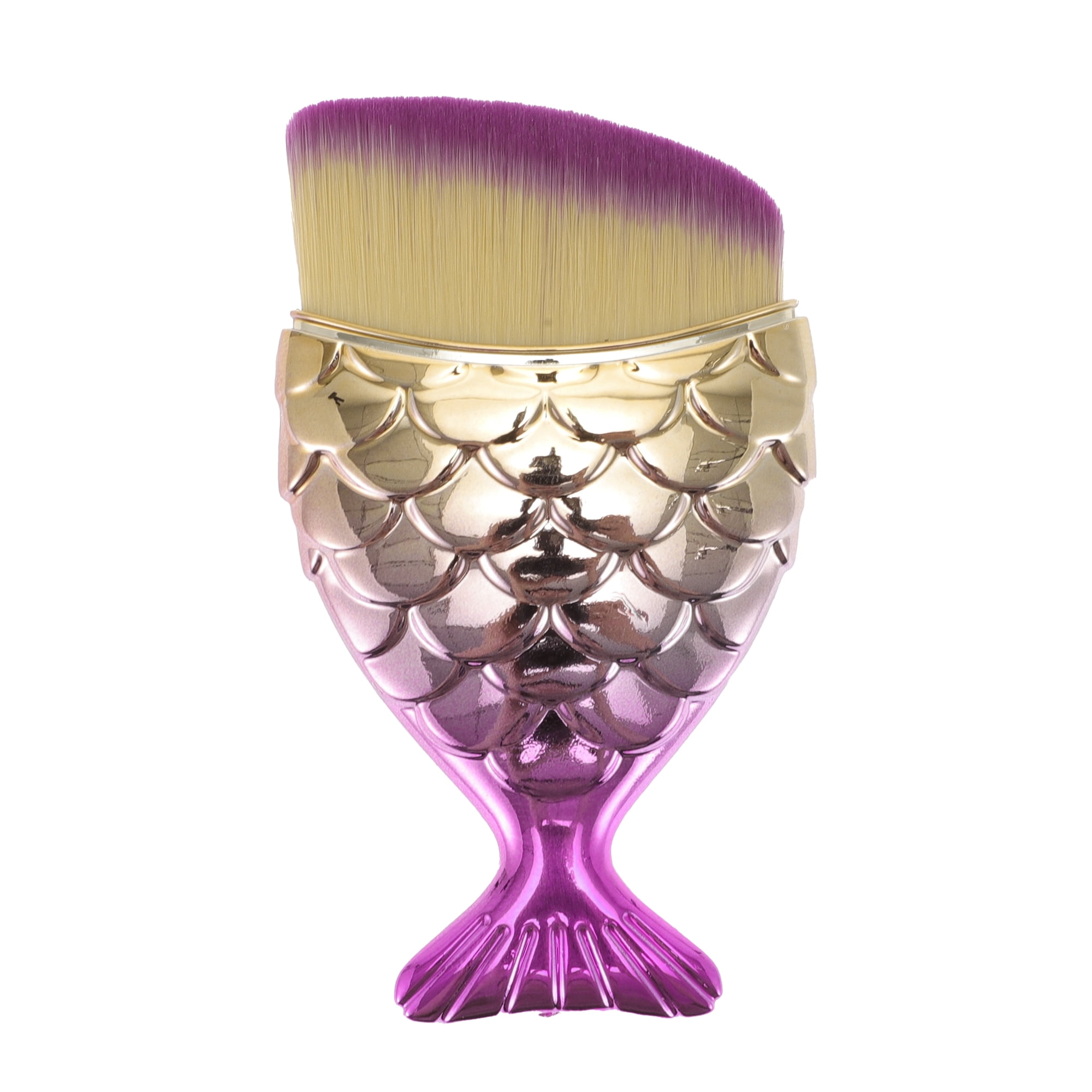 Unique Bargains 1 Pc Angled Mermaids Shape Foundation Brush for Travel Yellow, Pink