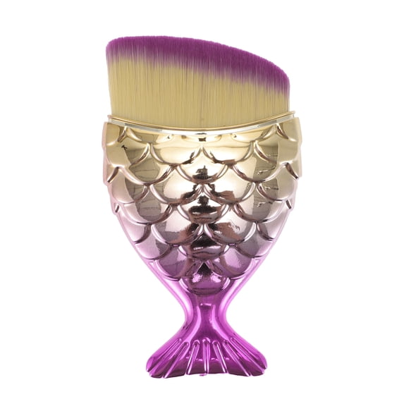 Unique Bargains 1 Pc Angled Mermaids Shape Foundation Brush for Travel Yellow, Pink