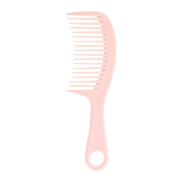 Unique Bargains 1 Pc Arc Round Hole Wide Tooth Comb for Daily Use Pink