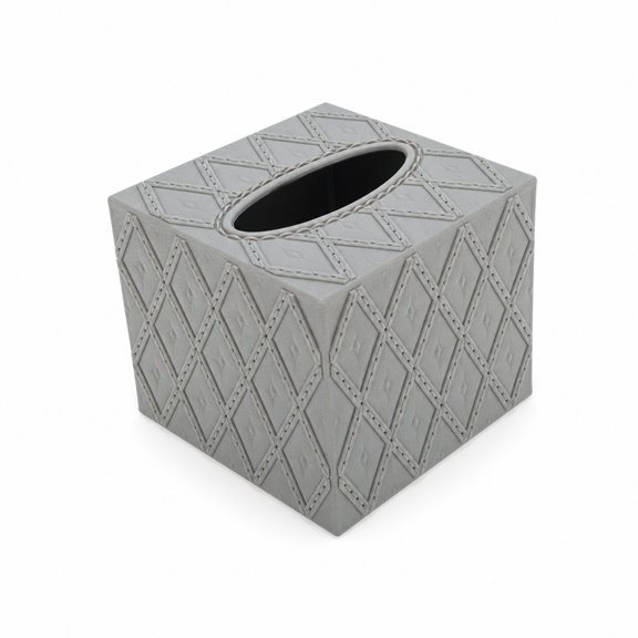 Unique Bargains 1 Pc Argyle Pattern Tissue Box Cover 4.53"x4.53"x3.94" Gray