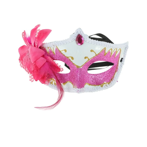 Unique Bargains Halloween Christmas 1 Pc Ball Princess Half Face Party Mask for Masquerade Party Rose Red