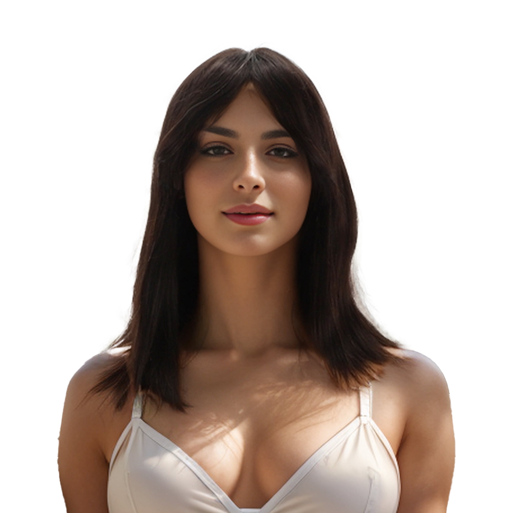 Unique Bargains 1 Pc Bangs Straight Hair Hair Wig Real Human Hair 12in 2x4in 180 Human Wig Yellow Black for Women