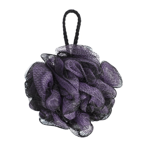 Unique Bargains 1 Pc Bath Shower Loofah Sponge Body Puffs for Bathroom Shower 4.13"x5.12" Purple