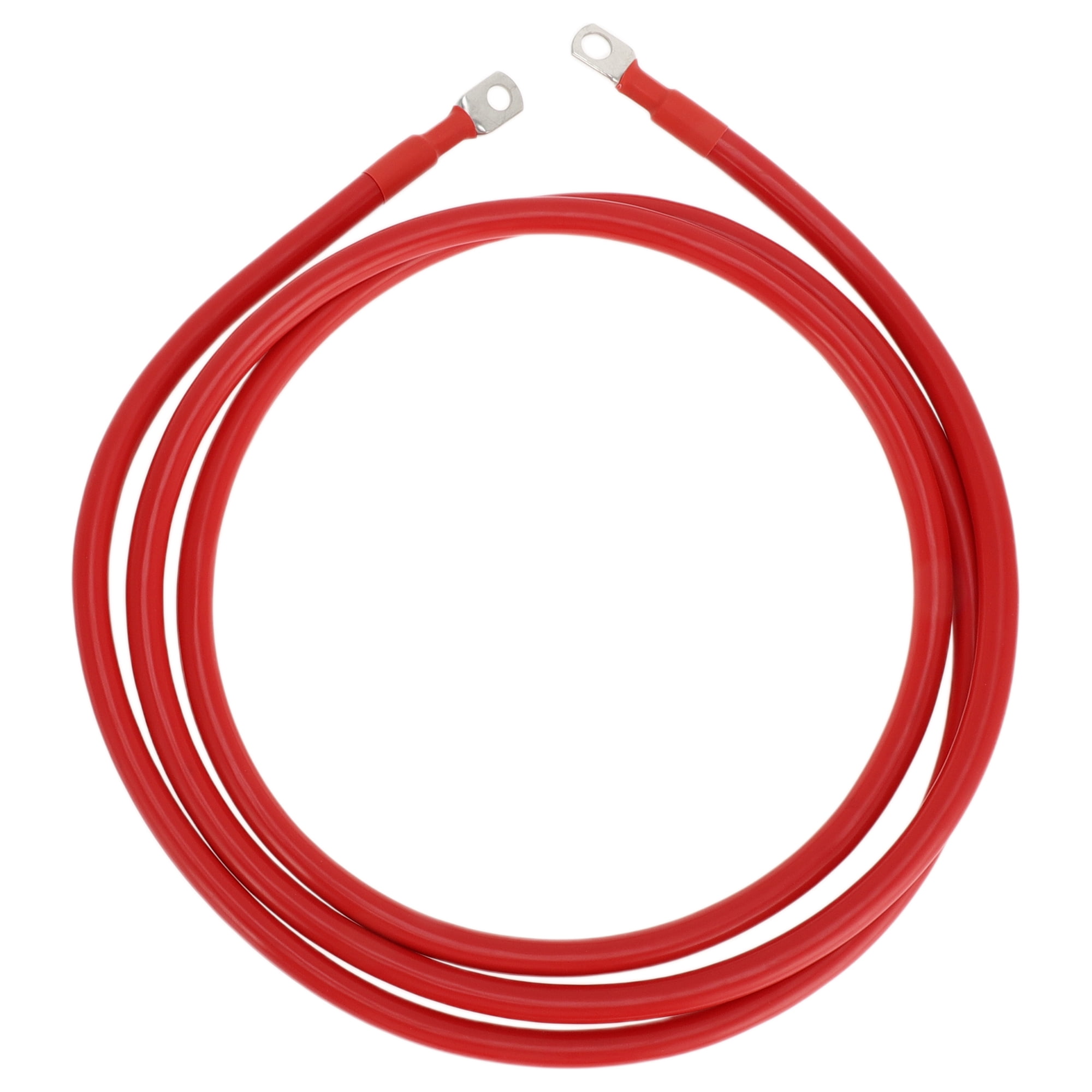Unique Bargains 1 Pc Battery Inverter Cable 2 AWG Gauge 8FT 3/8" Lug 5/16" Lug Battery Cable Universal for Car Vehicle Boat RV Solar Tinned Copper Red