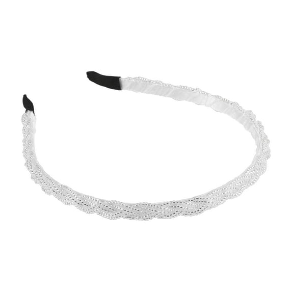 Unique Bargains 1 Pc Beaded Hair Hoop Headband Hairband for Women White 0.43 Inch Wide