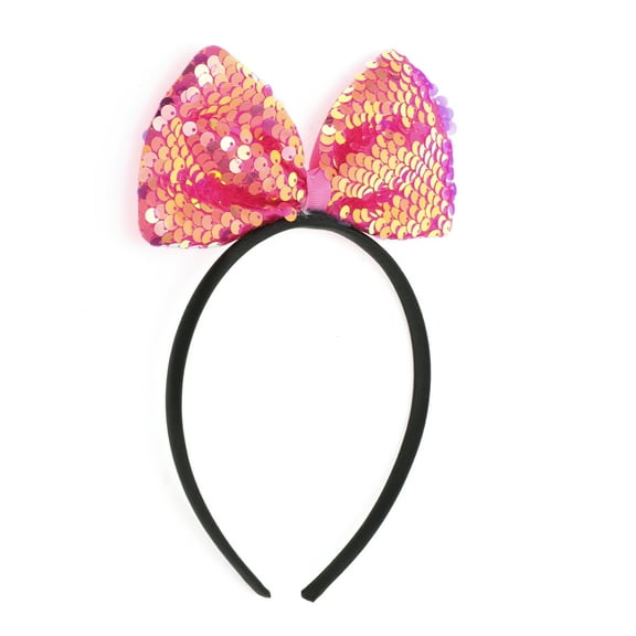 Unique Bargains 1 Pc Big Butterfly Sequins Headband Christmas for Women for Girls Red