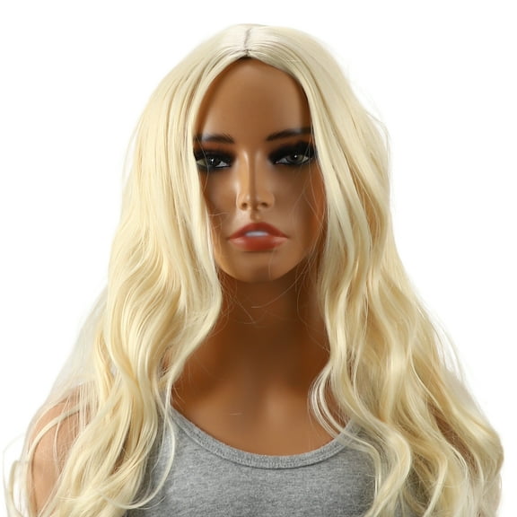 Unique Bargains 1 Pc Big Curly Long Hair Hair Wig High Temperature Fiber 30in Human Wig Gold Tone for Women