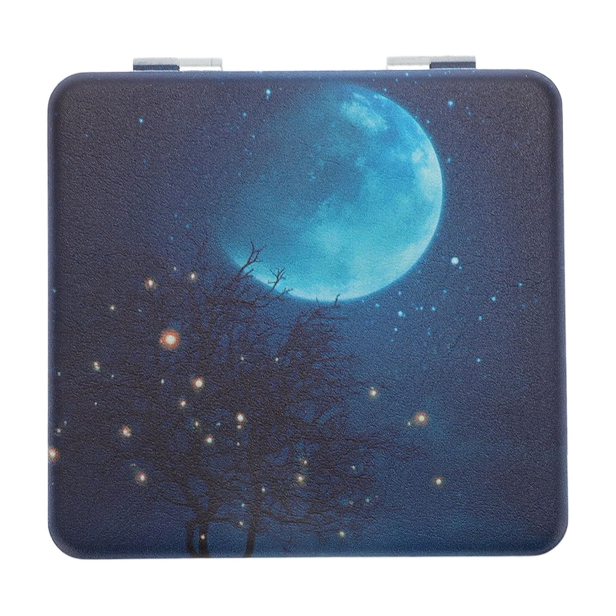 Unique Bargains 1 Pc Big Full Moon Makeup Mirror for Travel Vacation Navy Blue