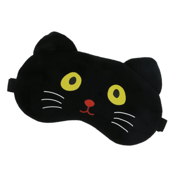 Unique Bargains 1 Pc Black Cartoon Cat Sleep Mask Soft Eye Shade Cover for Light