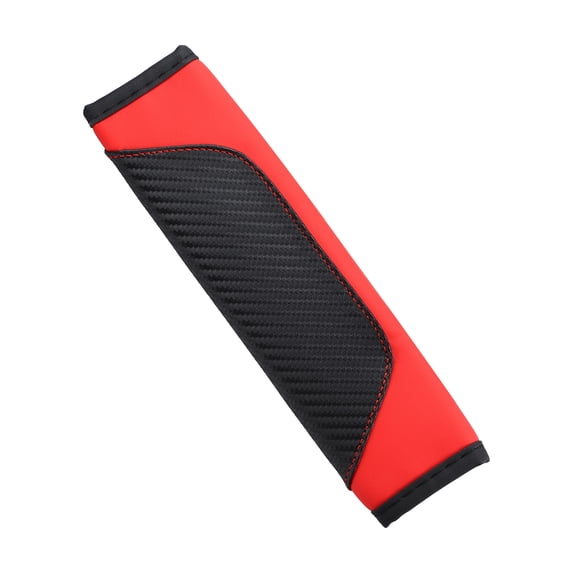 Unique Bargains Black Red Car Seat Belt Cover Universal Carbon Fiber Leather Auto Seat Belt Covers