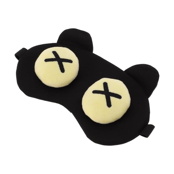 Unique Bargains 1 Pc Black Yellow Eyes Cross Eyes Sleep Mask Soft Eye Shade Cover for Rest