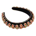 thumbnail image 1 of Unique Bargains 1 Pc Bling Rhinestone Headband Double-layered Rhinestone Red Flannel Wide Edge Headband 5.71"x1.30", 1 of 7
