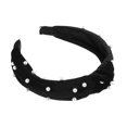 thumbnail image 1 of Unique Bargains 1 Pc Bling Twisted Faux Pearl Velvet Headband Headwear Hairband for Women 1.2 Inch Wide Black, 1 of 7